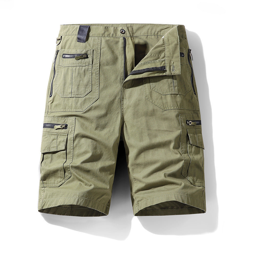 Pantalon de coton pur multi-poches d'été pour homme Solid Color Workwear Capri Pantalons pour homme Plus Si