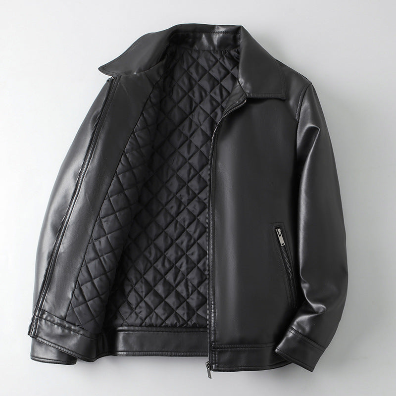 Veste en cuir pour hommes Lapel Light Business