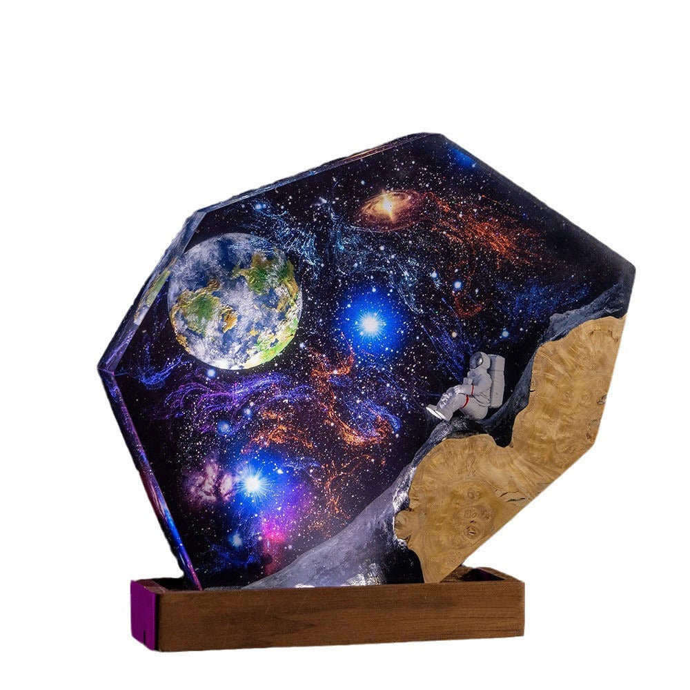 Interstellar Epoxy lampe espace Galaxy résine lumière de nuit en bois