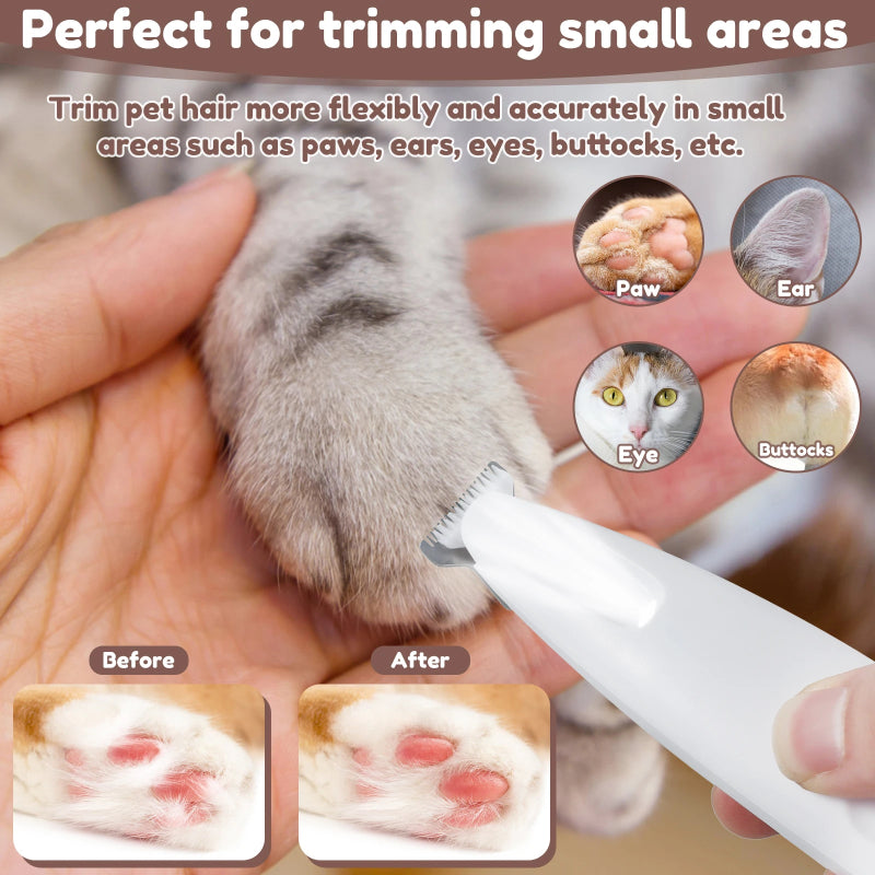 Animaux de compagnie Paw Trimmer avec lumière LED entièrement imperméable aux cheveux de chien Trimmer avec LED Display Dog