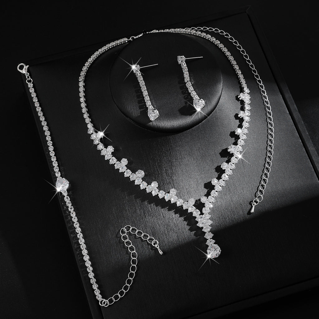 Ensemble de bijoux en Strass à goutte d'eau pétillante