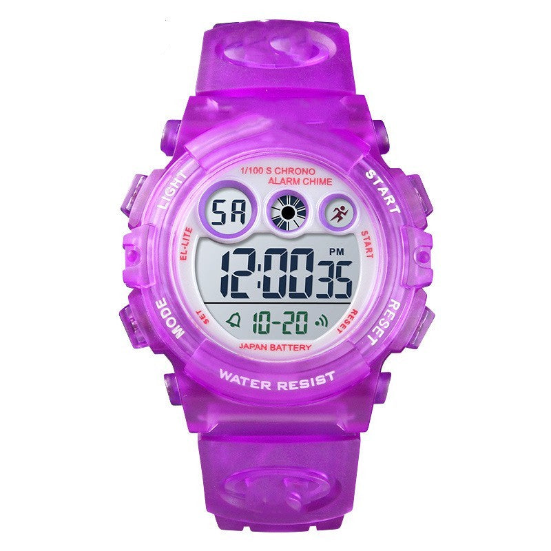 Multifonctionnel étanche coloré transparent avec Personnalité Student Electronic Watch