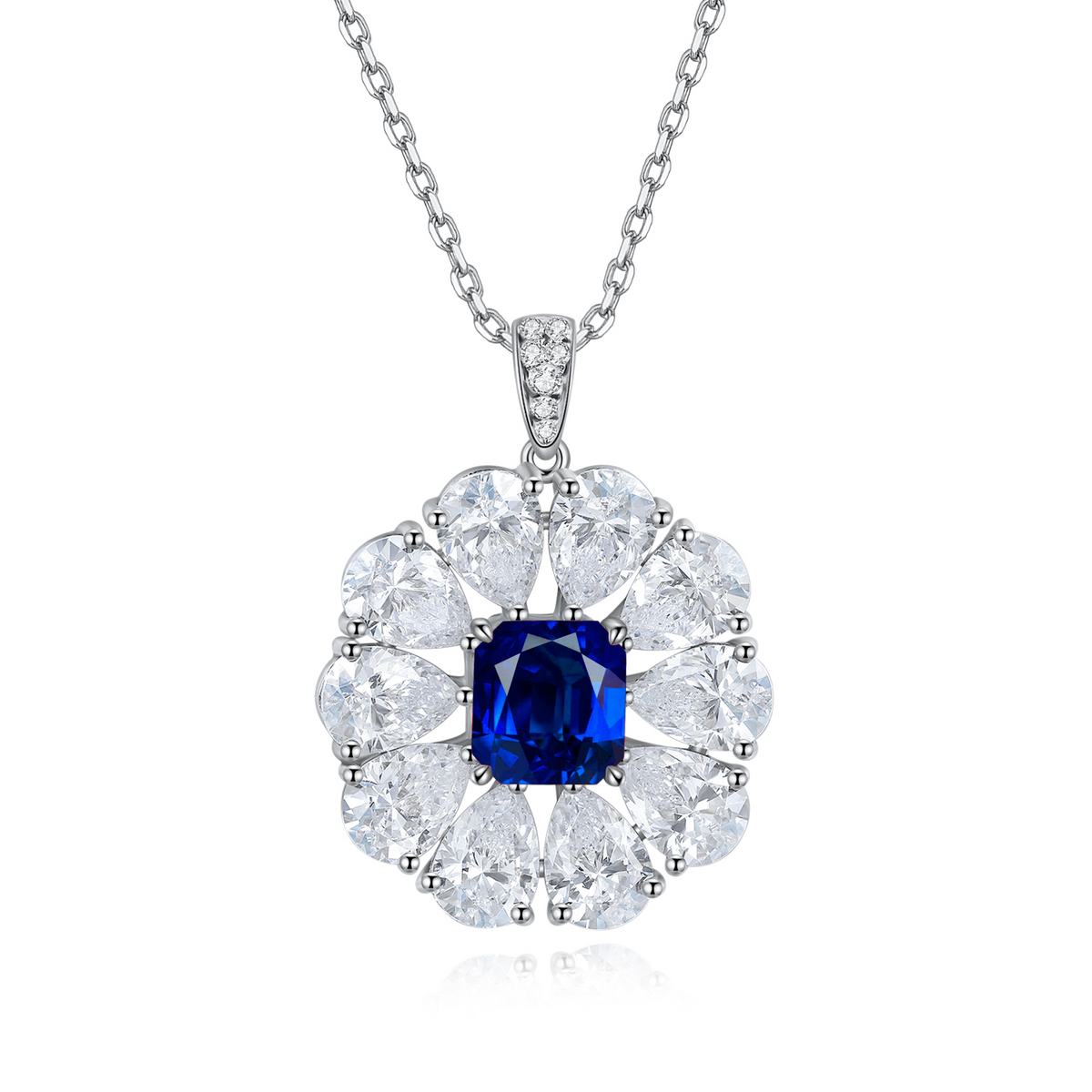 S925 Argent 7.7g Collier de pierre gemme créé en laboratoire