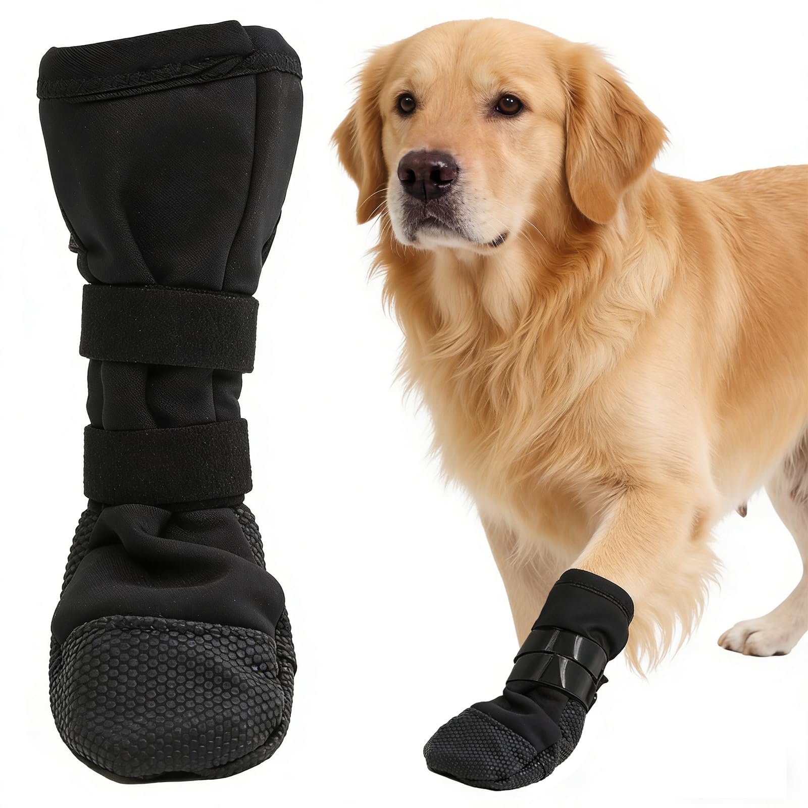 Botte de récupération de chien pour les pattes blessées - Chaussures de chien respirant avec semelle antidérapante et auto-adhesi