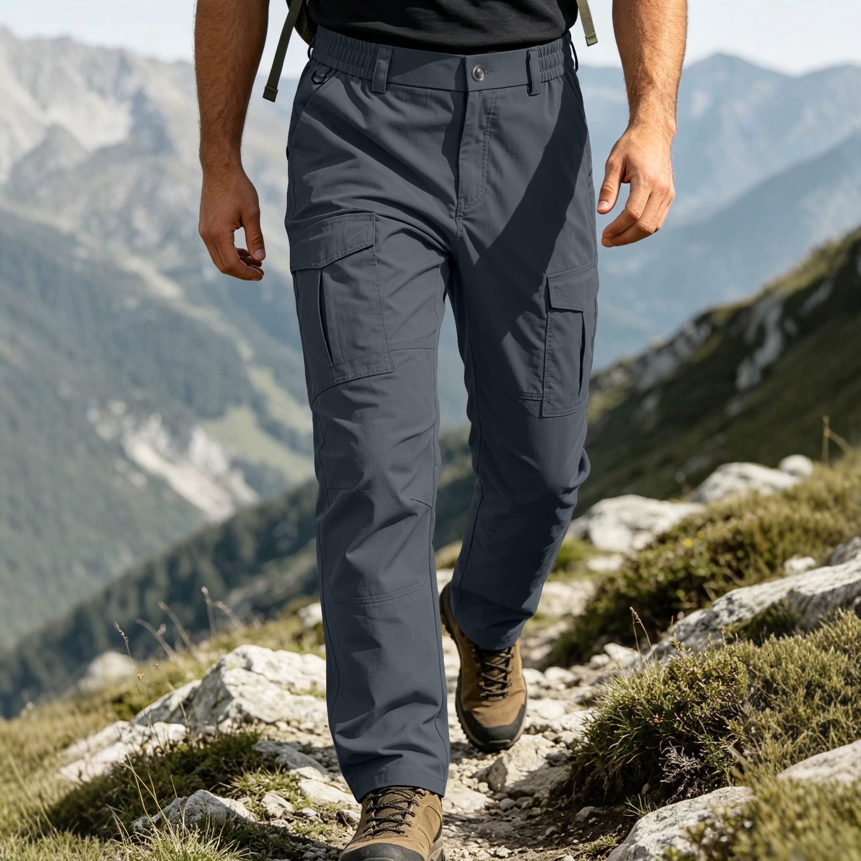 Pantalon de travail imperméable de printemps et d'automne pour hommes avec de multiples poches et une grande taille extérieure
