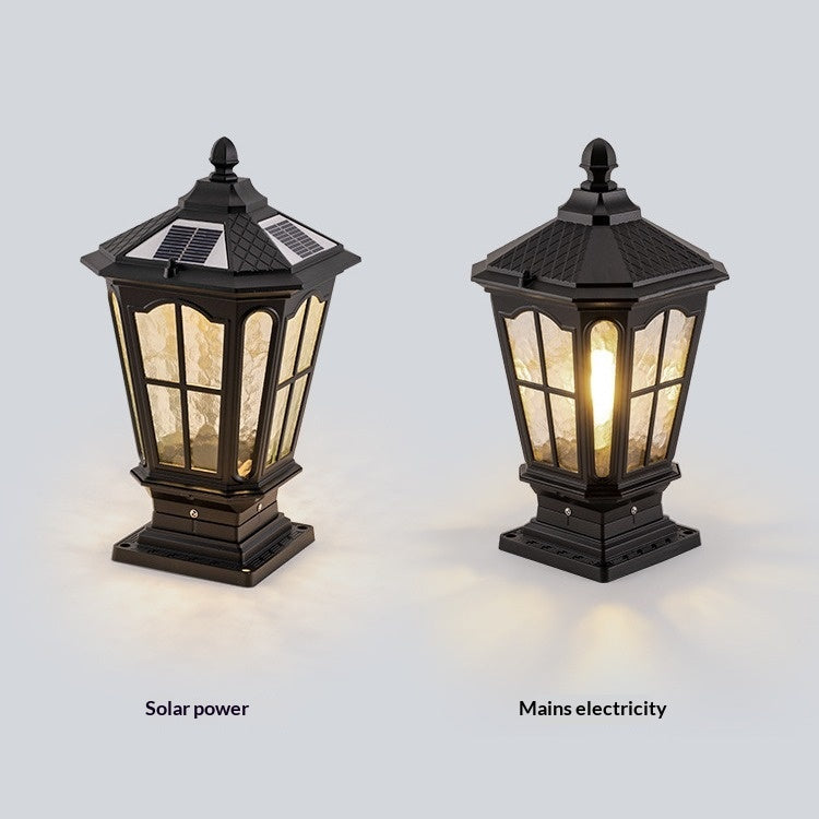 Solar Couryard Light European Outdoor Column Headlight Waterproof Fence Gate Pillar Light