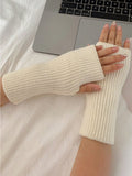Gants demi-doigts tricotés - paire blanc-1