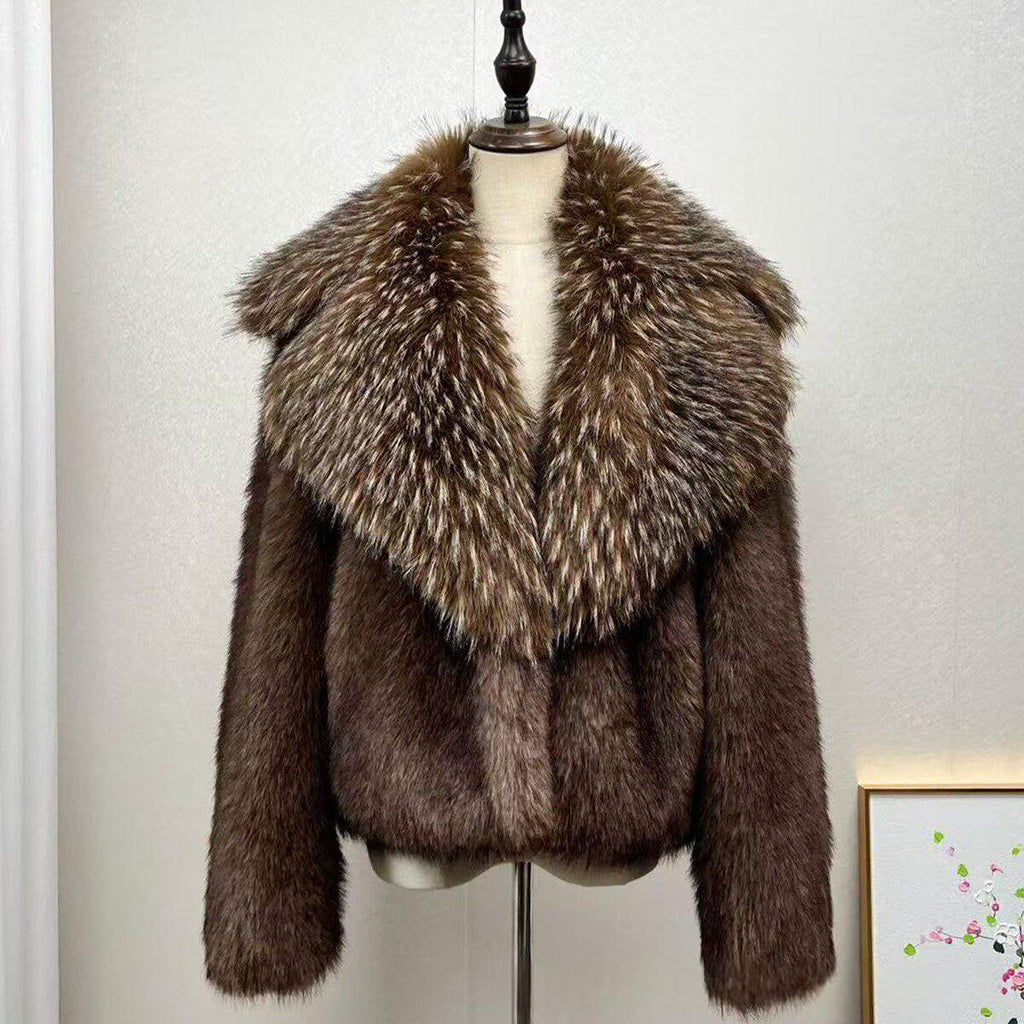 Manteau à fourrure courte et épaisse pour les femmes