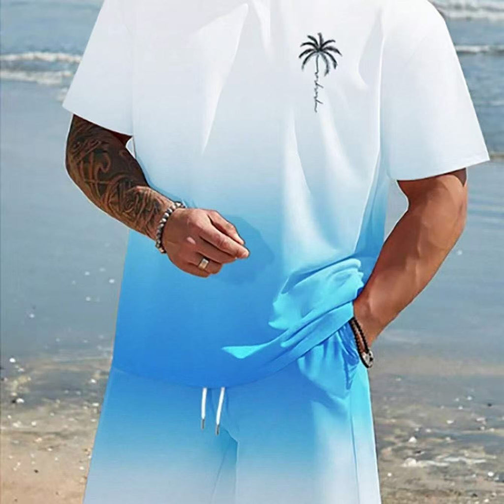 Summer Hot-Selling Gradient Coconut Tree Beach Chic Imprimer Vêtements pour hommes