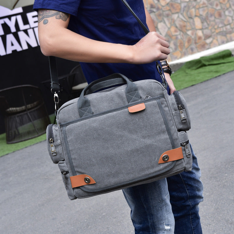 Sac d'épaule homme en toile de mode multi-compartiment