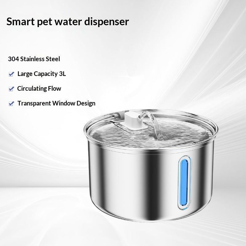Animal Fontaine d'eau 304 Acier inoxydable Distributeur d'eau de chat