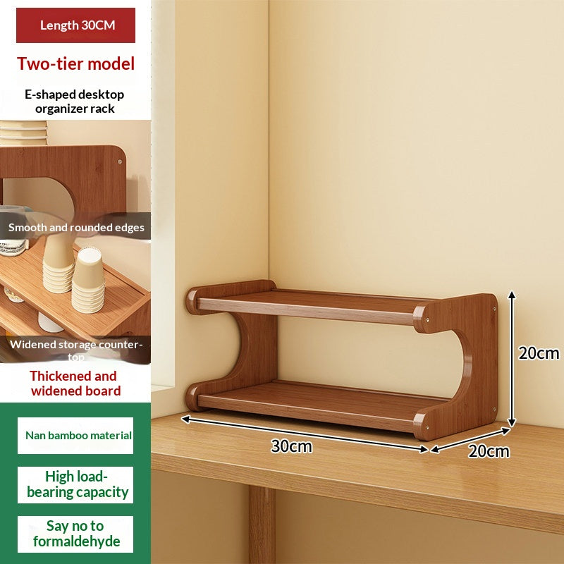 Bureau Bogu plateau Mini multi-tier Bamboo Ensemble d'affichage rack de stockage Organisateur pour thé C