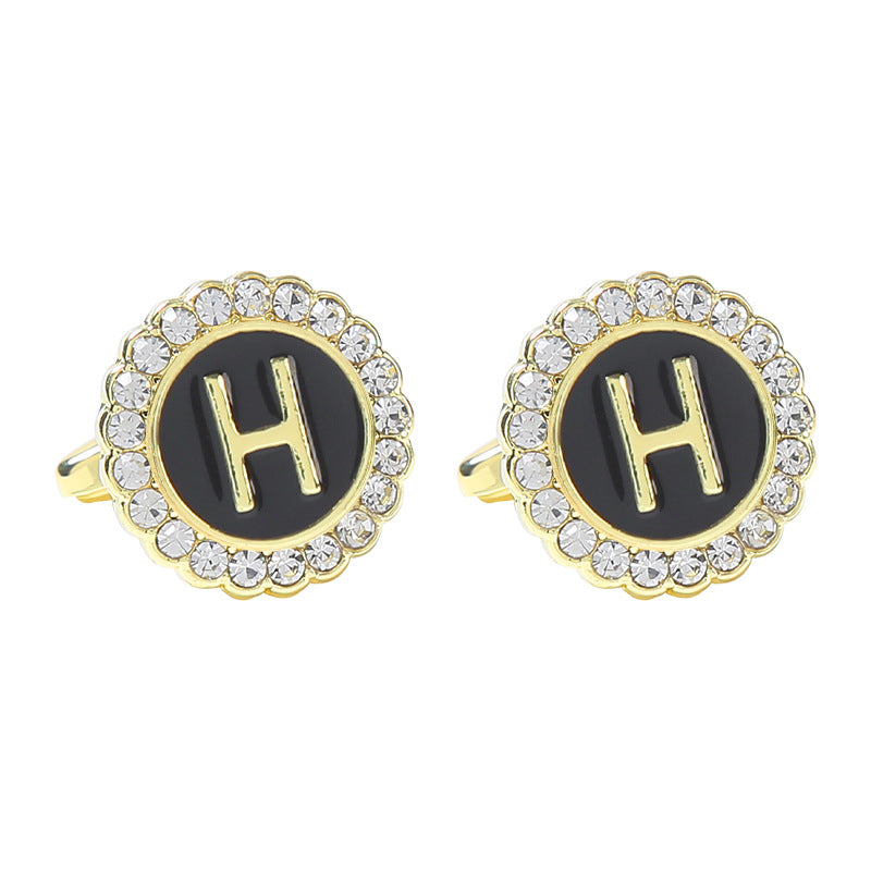 Rond Diamant French Cufflinks 26 lettres pour hommes