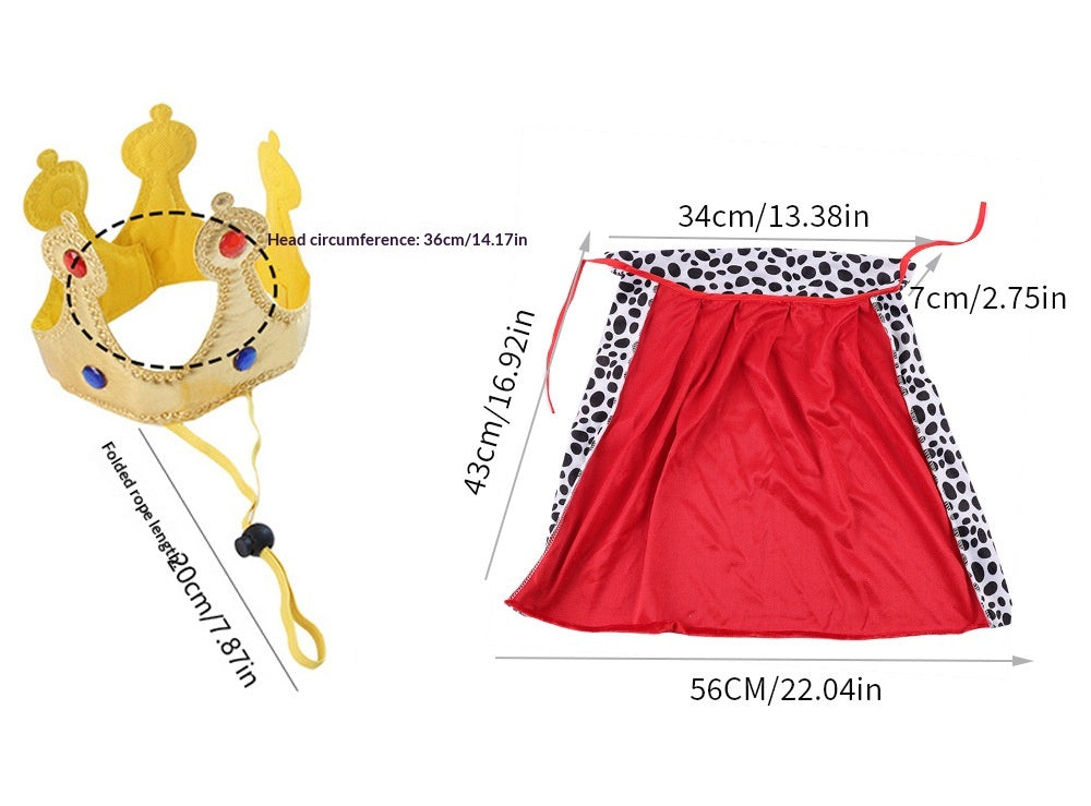 Pet King Cape with Crown Funny Costume