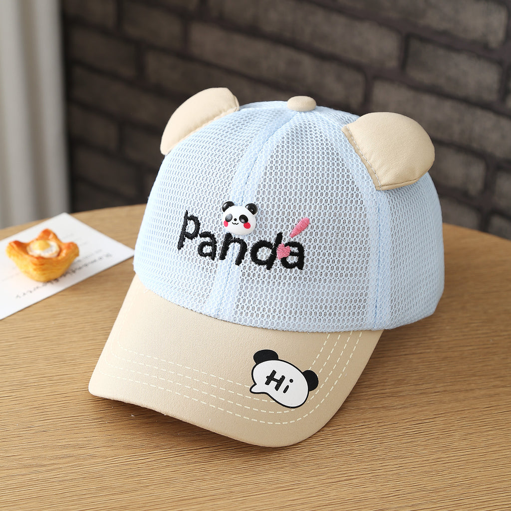 Lettre brodée d'été Mesh Cartoon Panda Respirant Cap de baseball bébé pour les garçons et le gir