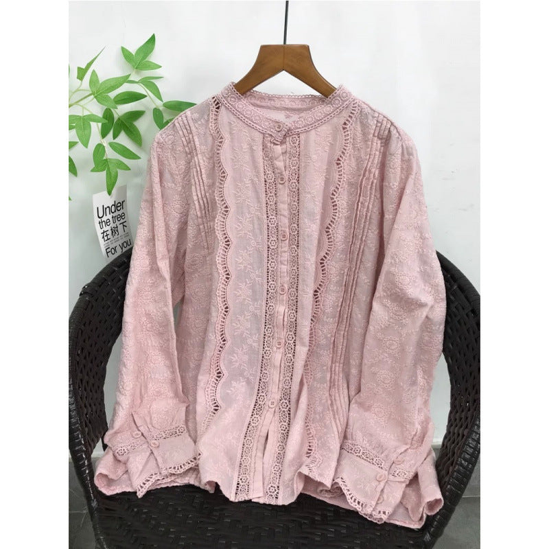 Chemise en dentelle brodée pour femmes