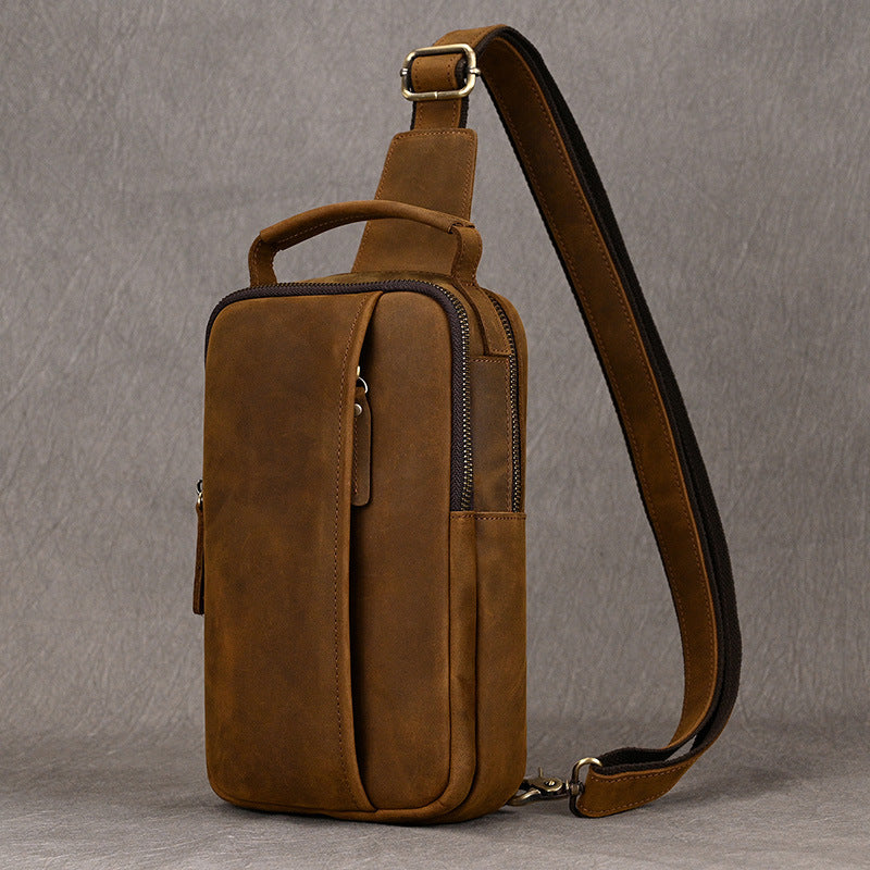 Sac d'épaule en cuir de vache pour homme
