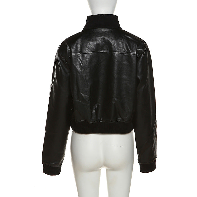 Loose Street Style Stand Up Collar Veste à manches longues