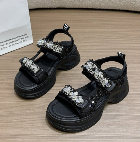 Plateforme Épaisseur Sole Sandales Femmes Été Commerce extérieur Velcro Sporty Étudiantes Romanes C