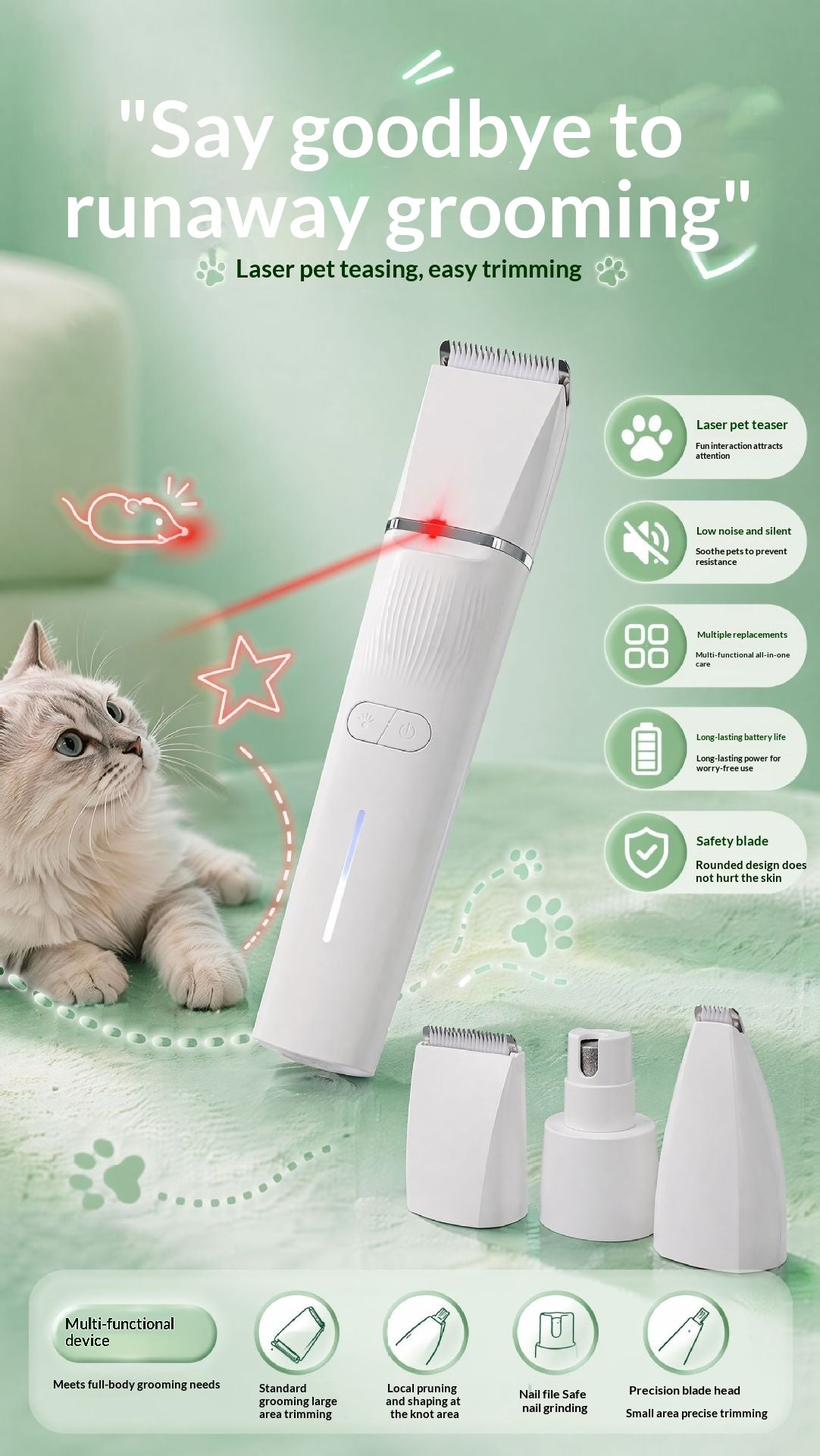 Clipper électrique pour animaux de compagnie de haute puissance & Trimeur de grooming Cat.