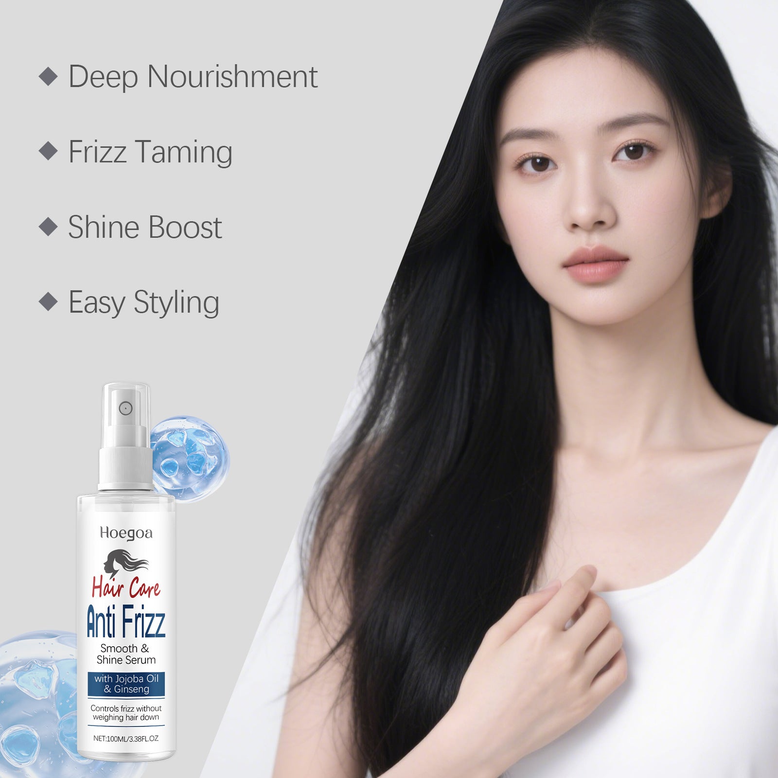 Smoothing Cheveux Nourriture Spray Sérum laisse les cheveux doux lisse et léger Nourriture Friz sec