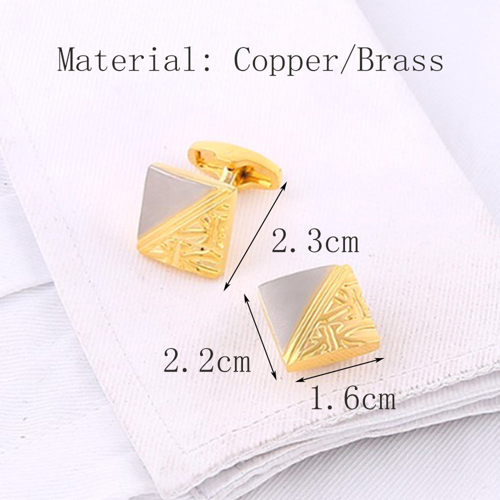 Pattern carré Or et Argent Boutons en métal en cuivre pur à deux tons