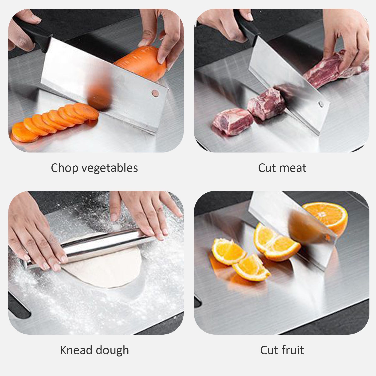 3 pièces Pure Titanium Cutting Board Set Double faces en métal pour viande et ve