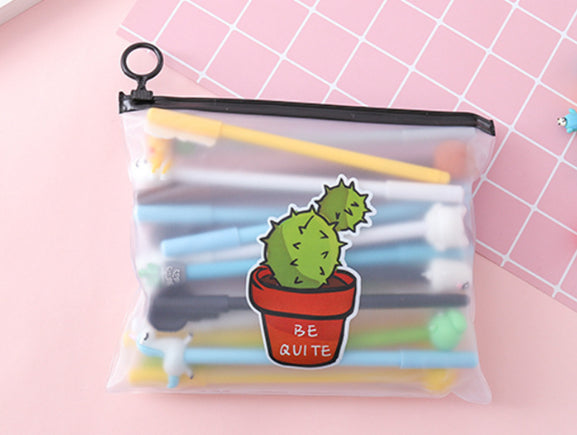 20 Cute Caricature 0.5 Stylos Noir Neutre avec boîtier en stylo