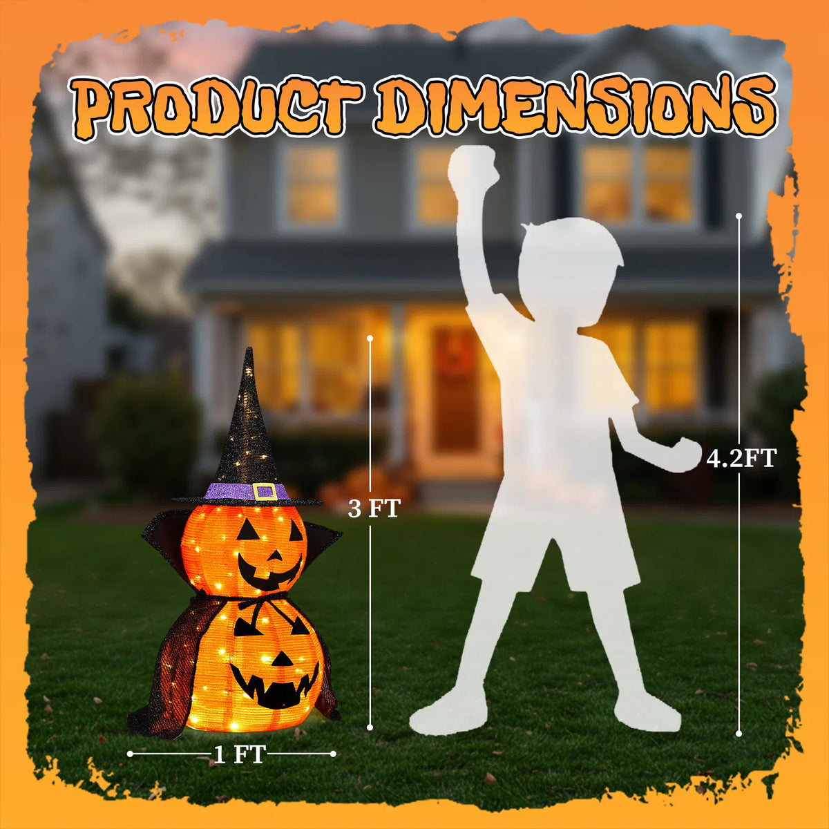 2Packs Décoration de citrouille légère collapsible Halloween 3FT