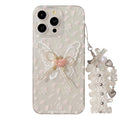 Aesthetic Embroidered Flower Phone Case with Transparent Lace Pendant