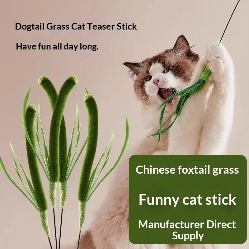 Dog Tail Grass Paste Wand Long-handled Cat Toy Pet Supplies
