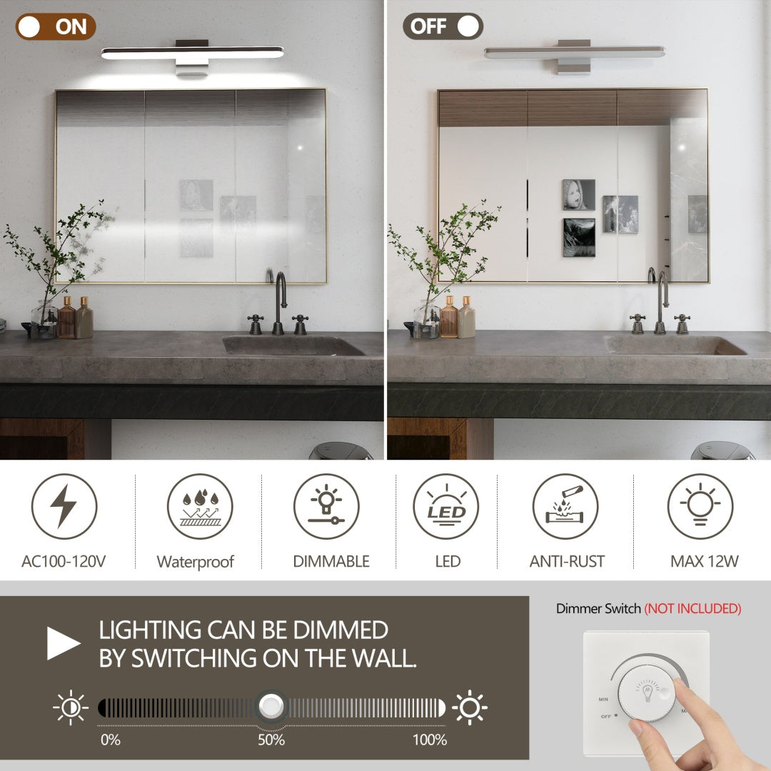 Salle de bain moderne luminaires Dimmable LED lumières de vanité Chrome lampes pour miroir de bain