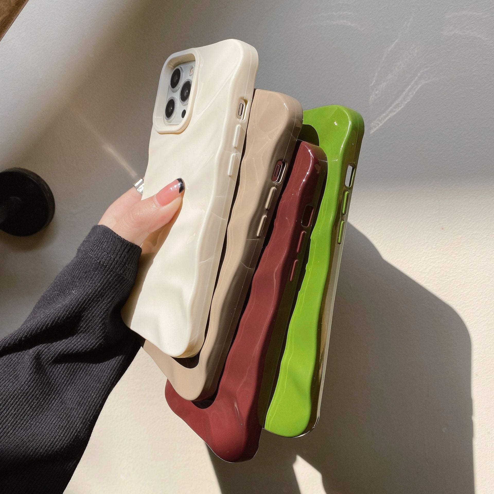 Housse de téléphone plissée de couleur solide anti-chute
