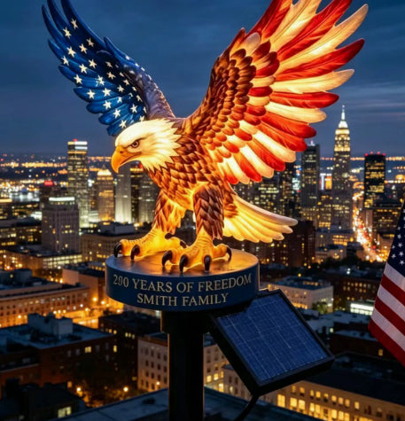 Solar American Flag Eagle Garden Statue de résine