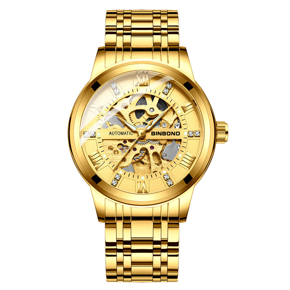 Montre mécanique automatique homme Lumineuse tendance de mode simple