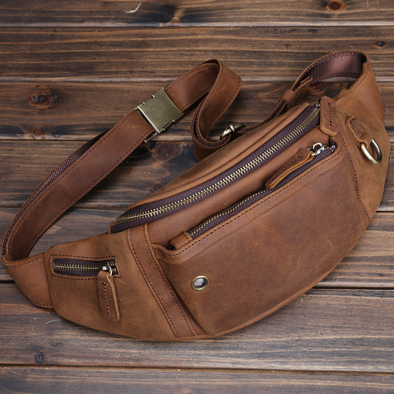 Sac de poitrine en cuir de grande capacité pour les hommes