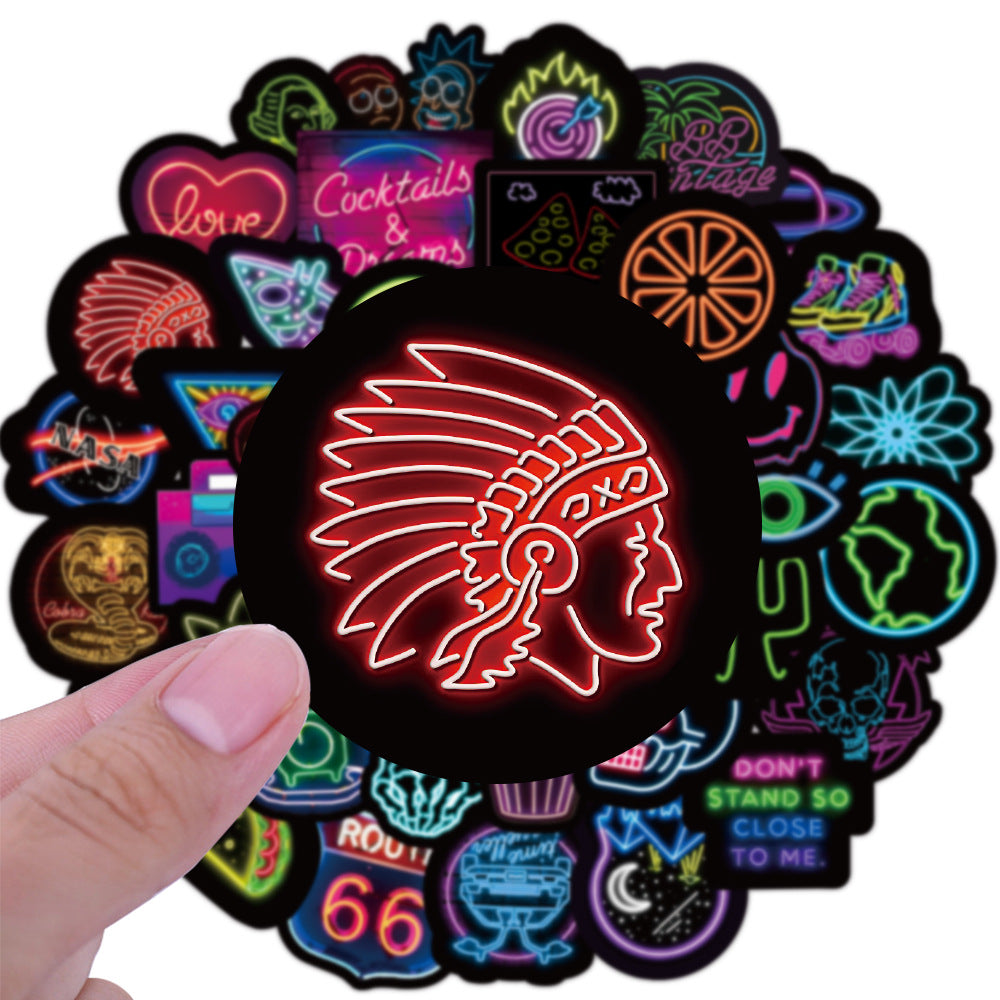 Stickers 50 Neon Graffiti Waterproof Decorative Stickers