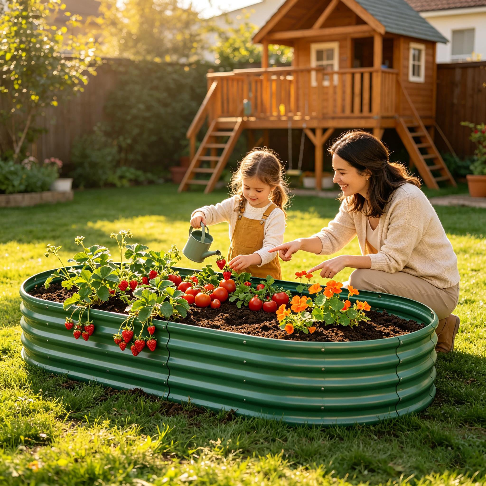 Lit de jardin surélevé galvanisé 8x4x1ft - Boîte de planteur métallique pour légumes