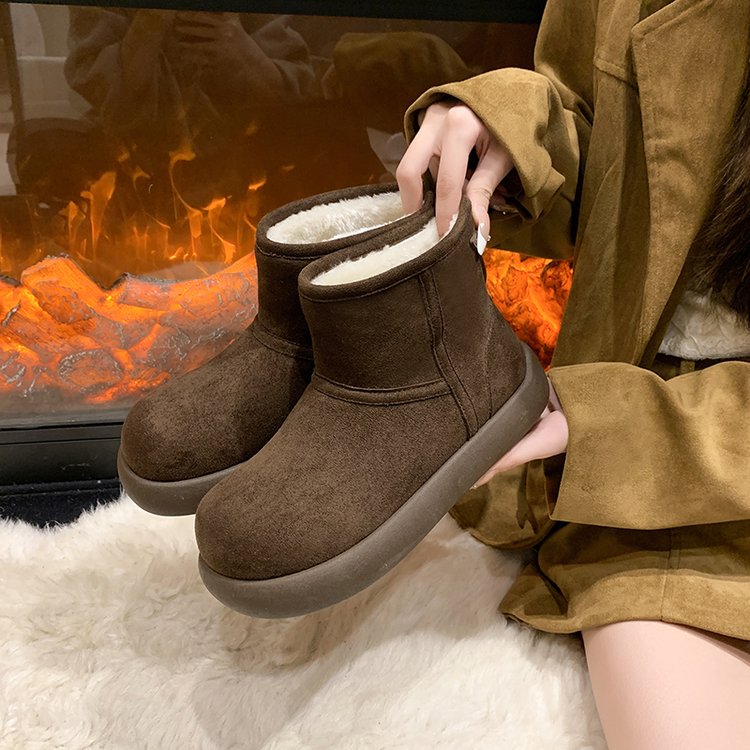 Soin épais, augmentation de la hauteur, et des bottes de neige épaisses en peluche, la mode rétro, chaud coton Boo