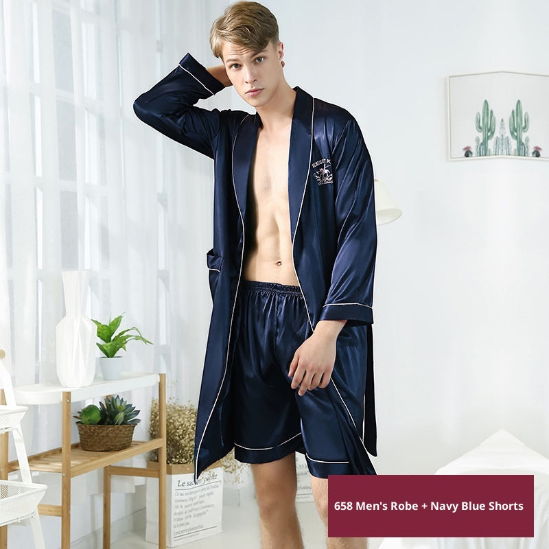 Chemise de nuit à col mandarin glacé Et Pajama Pantalons à la maison