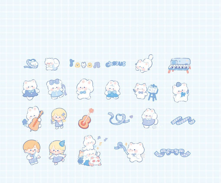 Waxy Ji Blue Série continue Stickers Decorative pour Tente Main Mignonne
