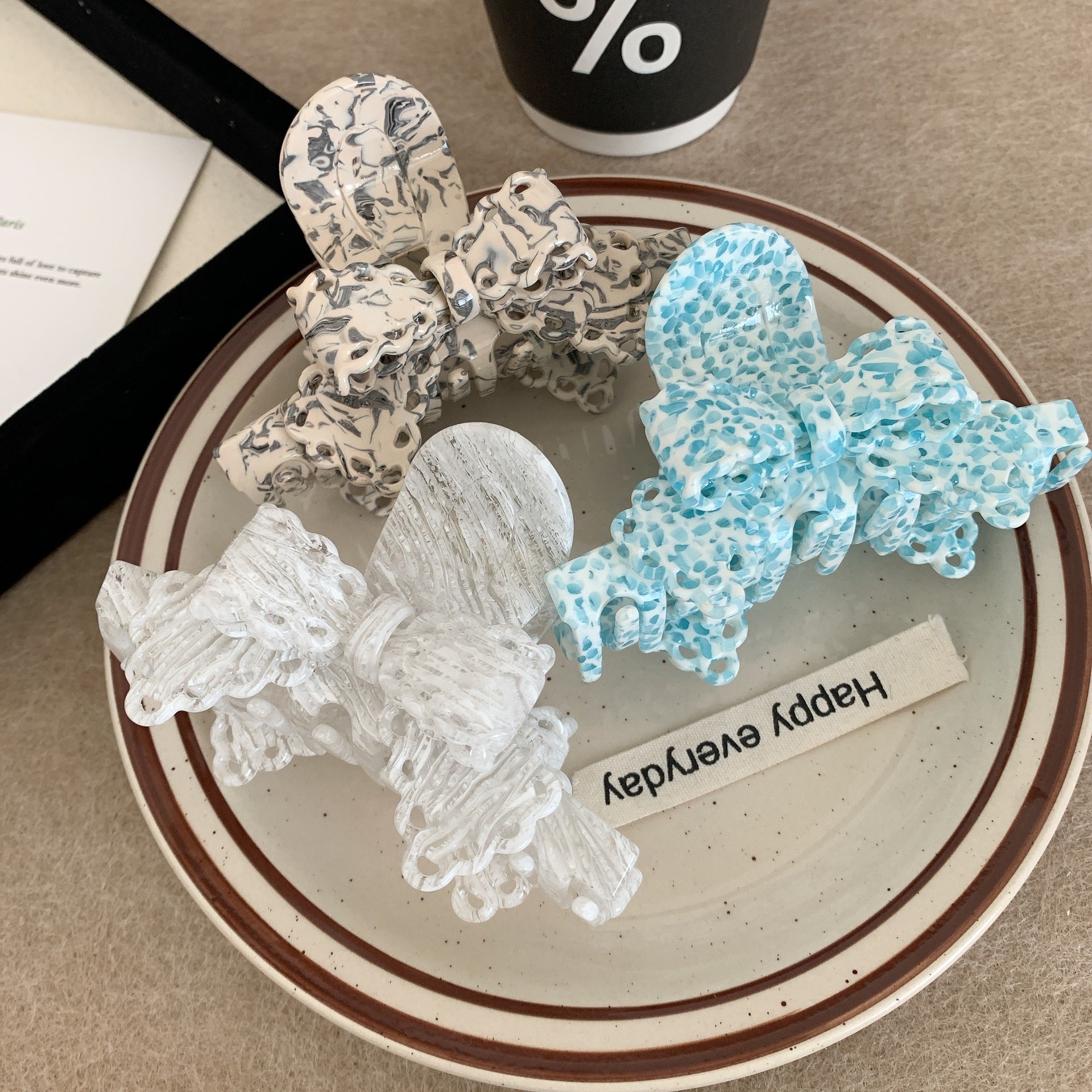 Acétate Dentelle Bow Barrettes Sweet Temperament Girl