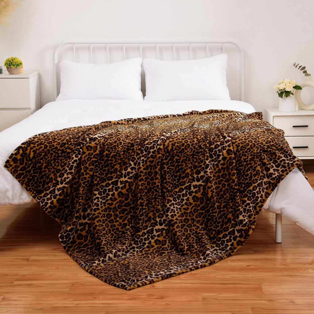 Classique Leopard-print Flannel Blanket Style moderne
