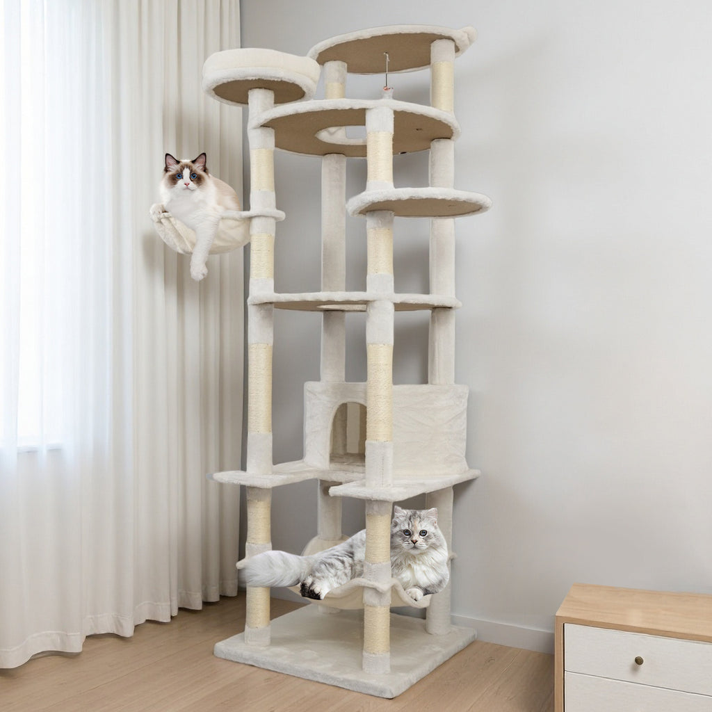 78 dans la tour de chat beige avec grand condo sisal grattement post grand hamac et plateau supérieur