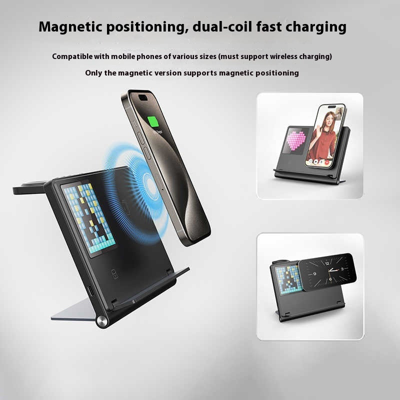 Chargeur numérique d'horloge magnétique pliant sans fil cinq en un