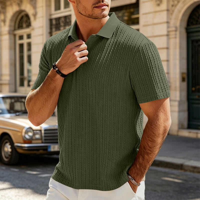 Magasin Indépendant Été Hommes Texturé Vertical Stripe Polo