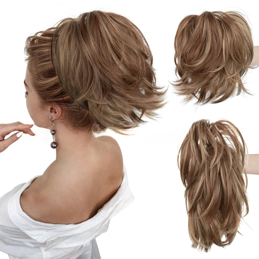 Haute température Synthétique Perruque Cheveux Clip-on Ponytail Femmes Court Style Volumineux Petit C