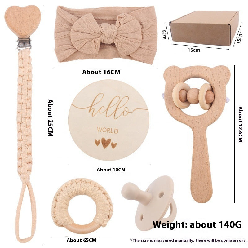 1 Set Nipple Clip Chain Coton Dentition Salive Serviette Fourche de lapin Oreilles en bois