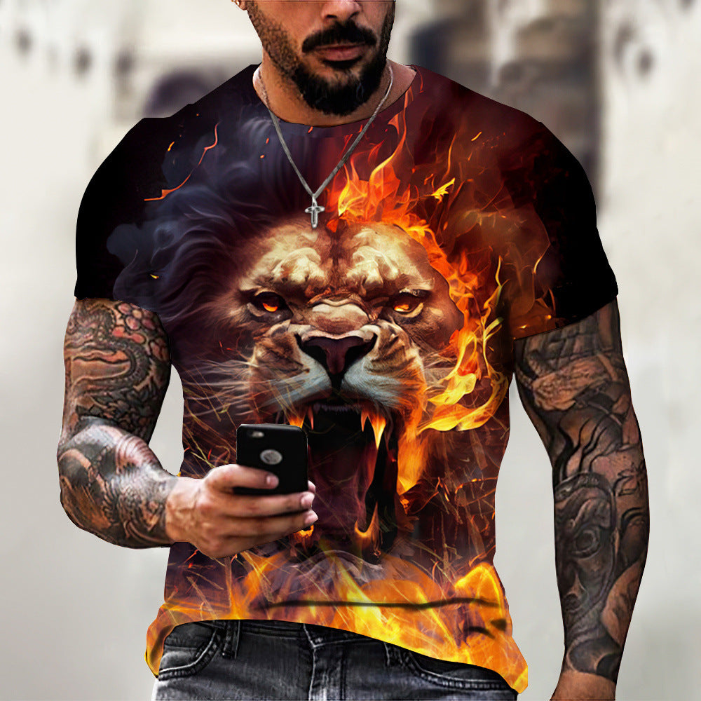 T-shirt homme imprimé d'été en 3D animal beast Lion