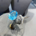 En ligne Celebre Live Selling Simulation Aquamarine Topaz Cummingbird Ouvrir Anneau Femmes Haut